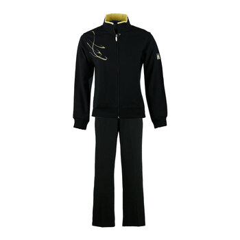 建侬 情侣款针织运动服套装 男女春秋弹力休闲衣 修身5174 黑色(一套)