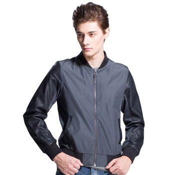佐丹奴 棒球服 男装外套时尚拼皮防风开襟棒球服01073653 08冷灰/经典
