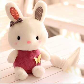 顽乐主义 毛绒玩具坐款咪咪兔蝴蝶结小兔子可爱玩偶公仔 宝石红 30
