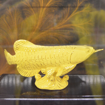 雅凝珠宝 金龙鱼(中)绒沙金摆件 黄金礼品 电铸千足金工艺品 商务送礼