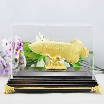 雅凝珠宝 金龙鱼(中)绒沙金摆件 黄金礼品 电铸千足金工艺品 商务送礼