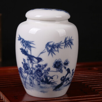 
                                        德化商城陶瓷茶叶罐 白瓷密封罐醒茶罐存储罐 干货罐粉末罐 鸟语花香                