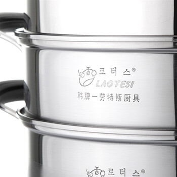 劳特斯（LAOTESI） 韩式不锈钢 26CM复底双层蒸锅 电磁炉通用