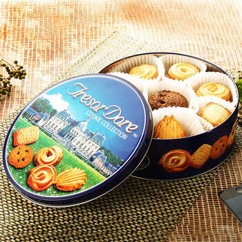 > 金莎 丹麦风味曲奇饼干松塔蓝色铁罐340g*2