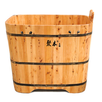聚本长方桶香柏木桶浴缸泡澡桶洗澡桶沐浴桶 长90厘米