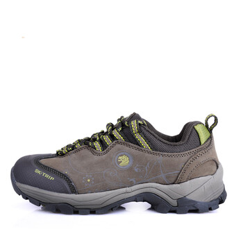 狮牌户外登山鞋女 头层牛皮防滑徒步鞋女低帮越野跑鞋 女鞋k490 军绿