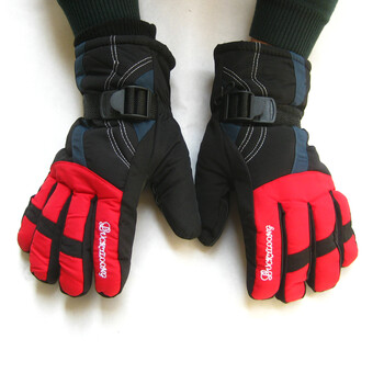 保暖手套冬季防风男士加棉滑雪手套6005 6666大红 男款-中指9cm掌宽9