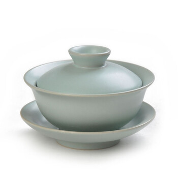 丰陶张生 仿宋汝窑盖碗 开片汝瓷三才盖碗 功夫茶具盖碗 陶瓷茶具 天