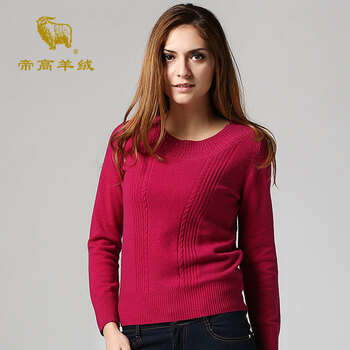 帝高羊绒 女大圆领套衫 2426 玫红 xl/110