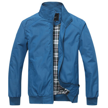 2014夹克衫春装新款立领男士上衣茄克外套 纯色正品男装jlg8013 蓝色