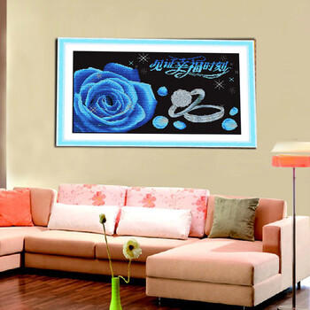溢彩花语埃及棉黑布画格十字绣320222挂书房 客厅 卧室 花草挂画玫瑰