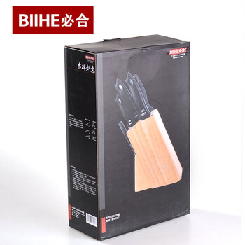 BIIHE/必合 不锈钢刀具套刀 菜刀砍骨刀水果刀六件套刀含刀座