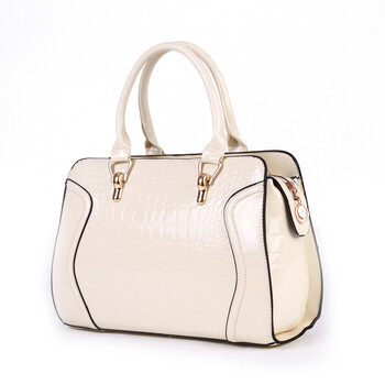 诗奈尔shinaier新款热卖漆皮鳄鱼纹单肩斜跨女士包包n109 米白色 中包