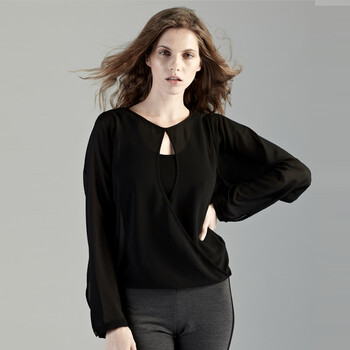 jac加拿大设计师品牌女子x型交错别致设计上衣 体态美j1372-1823 黑色