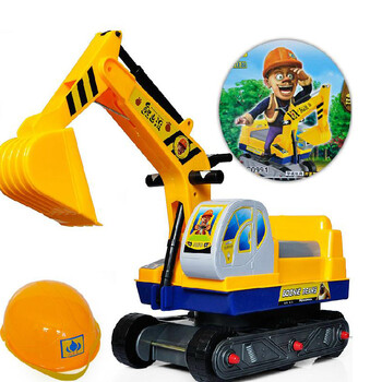 熊出没大号挖掘机可坐 可骑挖土机玩具挖机 儿童玩具车可坐工程车