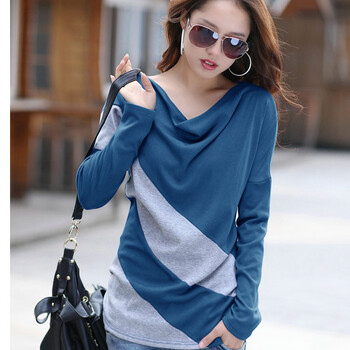 2013秋冬新款女装打底衫宽松中长款长袖t恤上衣h1a02b3007 深蓝色 xxl