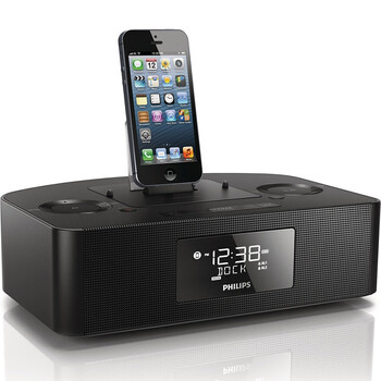 
                                        飞利浦（PHILIPS）AJ7050D 苹果iPhone6S/6Plus充电器 音乐底座音响 家居音箱 时钟收音机 黑色                