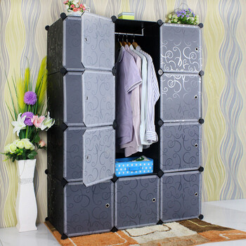 乔明 宜家钢架整体组装家居衣橱子 自由组合衣柜 九格加一列挂衣杆