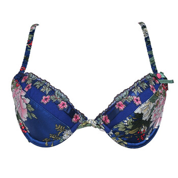 3/4杯薄款复古聚拢上托光面蕾丝绣花牡丹花百搭性感文胸 214064 白色