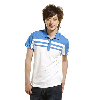 以纯 夏季新品 男装休闲反领半开胸短袖polo衫10216031 米白 m