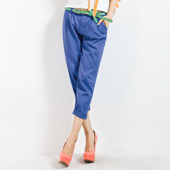 peacebird太平鸟 夏季新品 基本款九分卡其裤lg1225116 宝蓝色 l