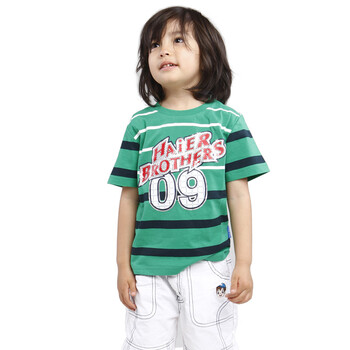 海尔兄弟 haier brothers 童装 男童 条纹数字图案短袖t恤10h2a0013t