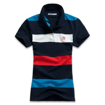 mbsky蓝色天空女款粗条纹情侣polo0112190 蓝色 s【图片 价格 品牌
