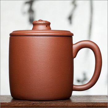 【华盛和】宜兴紫砂杯 回纹盖杯 紫砂老板杯 500cc