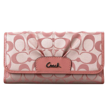 coach 蔻驰 女款帆布粉色长款票夹钱包 f46198 ry
