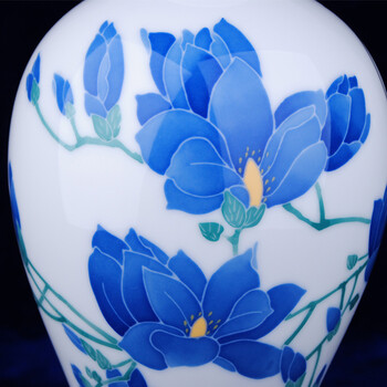 东方丽人 玉兰花开 青花瓷 花瓶 釉下彩 搬迁送礼 礼盒送底座 雪狼