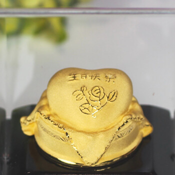 心型生日蛋糕定做 黄金工艺摆件 女友生日绝佳礼物 可刻字