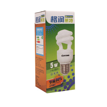 格润莱特 半螺旋5W节能灯泡 E27螺旋口灯头黄光暖光 吊灯筒灯台灯光源