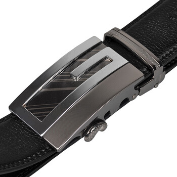 摩卡思赫自动扣腰带真皮mzd0006款银扣 黑色 110厘米