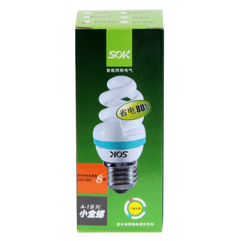 SOK三基色节能荧光灯管5W-全螺-E27日光色10只装