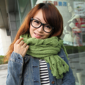 莹彩女孩乞丐风韩版女士冬天马海毛洞洞围巾wj1110 57绿色