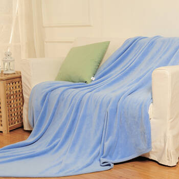 百思寒 雪浮绒毛毯 天蓝色 1.