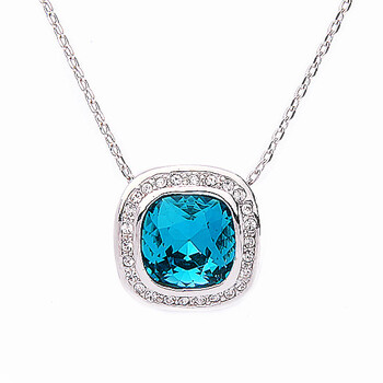 妇女节礼物 clo2u 海的女儿 湛蓝宝石镶钻项链(1001)