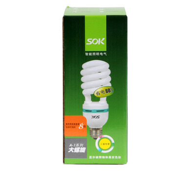 SOK三基色节能荧光灯管18W-大半螺-E27日光色4只装