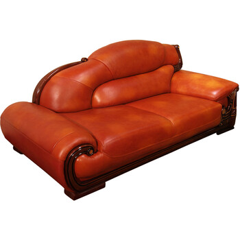 新美家具 真皮沙发 w-86189-b红褐色 2人位