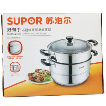
                                        
                                                            苏泊尔（SUPOR）蒸锅 二层复底304不锈钢蒸锅 复底蒸笼汤锅 燃气电磁炉通用 26cm                