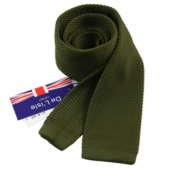 de lisle 男士韩版针织平头窄领带 墨绿色