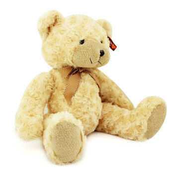 可爱毛绒玩具公仔 生日礼物 圣诞礼物 细毛纽扣熊黄色40cm