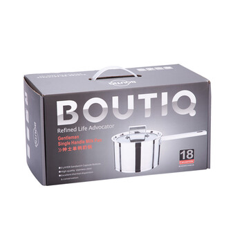 保蒂克BOUTIQ 18cm不锈钢复合底全钢单柄奶锅