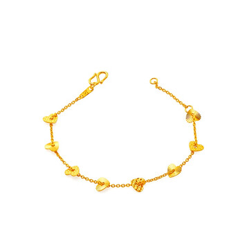 周大福ctf 淡雅小花 千足金黄金手链(工费:58计价) f159053 千足金约