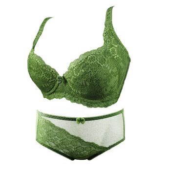 梦秀侨姿 深v性感蕾丝女士内衣 超薄款大码文胸c杯 送插片m211 绿色