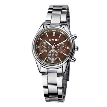 2014年新款 艾奇eyki 时尚三眼装饰表 高档商务手表 女表 黑盘钢带