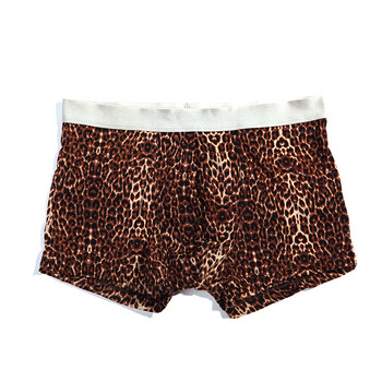 猫人内衣时尚性感柔软冰丝印花情侣内裤男女士短裤 咖啡色男 xl