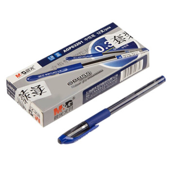 晨光(M&G)文具0.38mm水晶系列全针管中性笔签字笔水笔 12支盒AGP63201 蓝色12支
