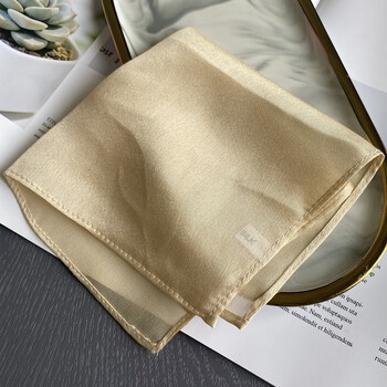 liscn真丝手帕桑蚕丝手帕素绉缎手绢纯色丝绸方巾擦汗微瑕 米黄微瑕疵