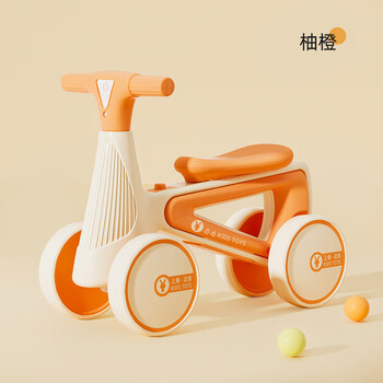 儿童平衡车1一3岁宝宝学步车婴幼儿无脚踏滑步小孩柚橙色音乐灯光礼盒